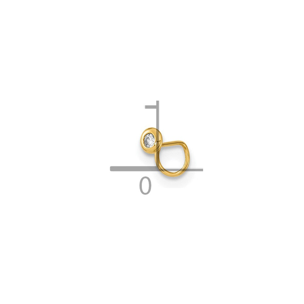 14K Yellow Gold 22 Gauge Circle With Cz Nose Ring Body Jewelry