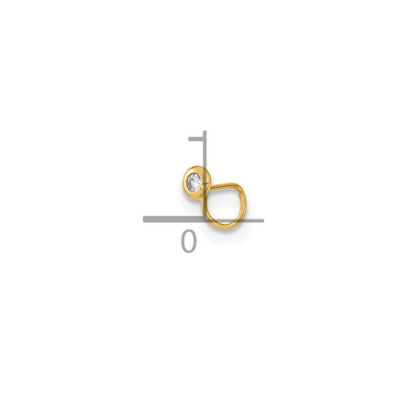 14K Yellow Gold 22 Gauge Circle With Cz Nose Ring Body Jewelry