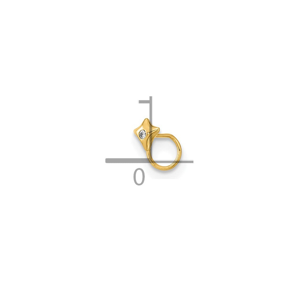 14K Yellow Gold 22 Gauge Square With Cz Nose Ring Body Jewelry