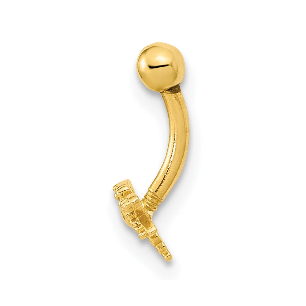 14K Yellow Gold 14 Gauge Dragonfly Cz Eyebrow Ring Body Jewelry