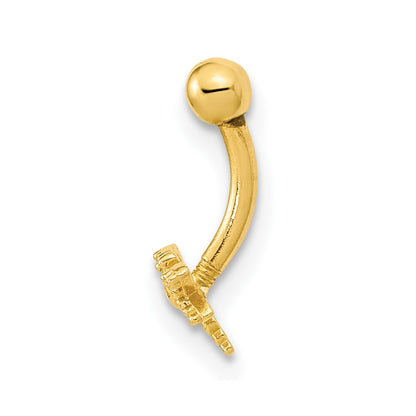 14K Yellow Gold 14 Gauge Dragonfly Cz Eyebrow Ring Body Jewelry
