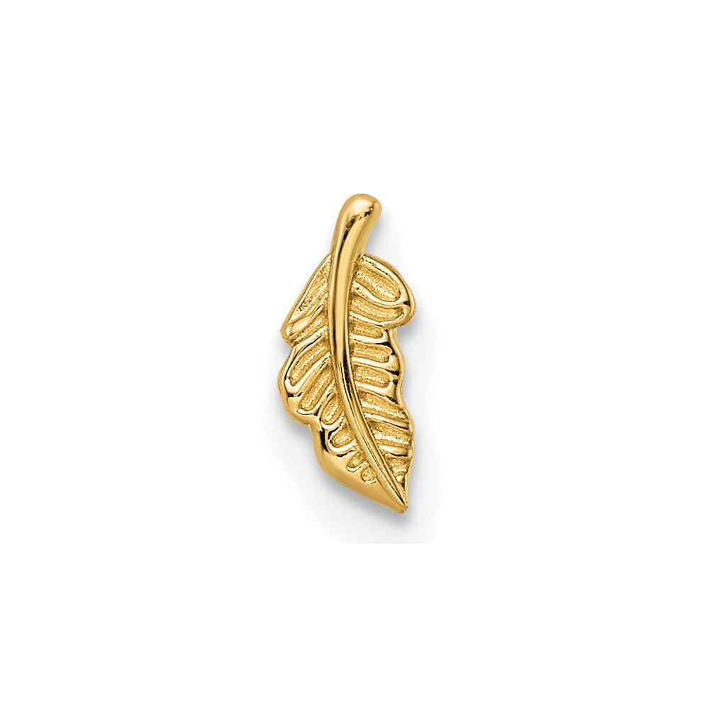 14K Yellow Gold 16 Gauge Leaf Labret Stud