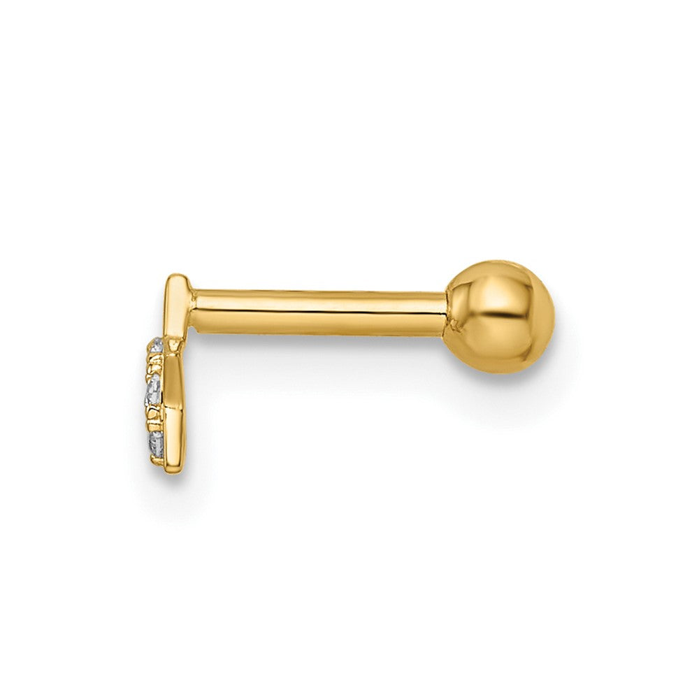 14K Yellow Gold 16 Gauge Cz Star Labret Stud