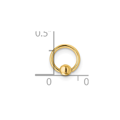 14K Yellow Gold 18 Gauge Cartilage Hoop