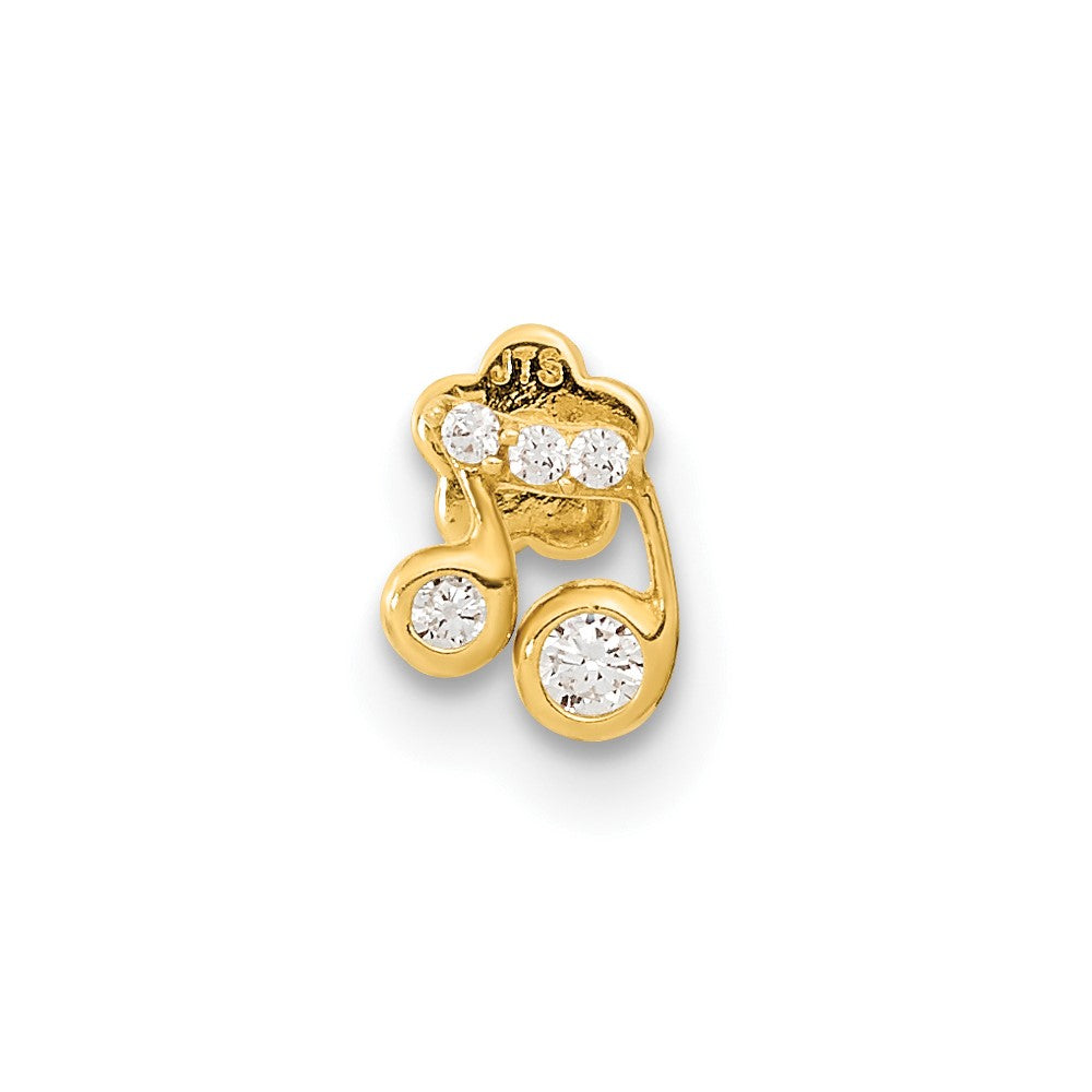 14K Yellow Gold 18 Gauge Music Note And Cz Cartilage Body Jewelry