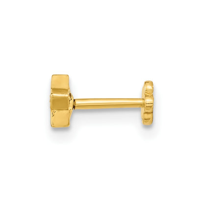 14K Yellow Gold 18 Gauge Star And Cz Cartilage Body Jewelry