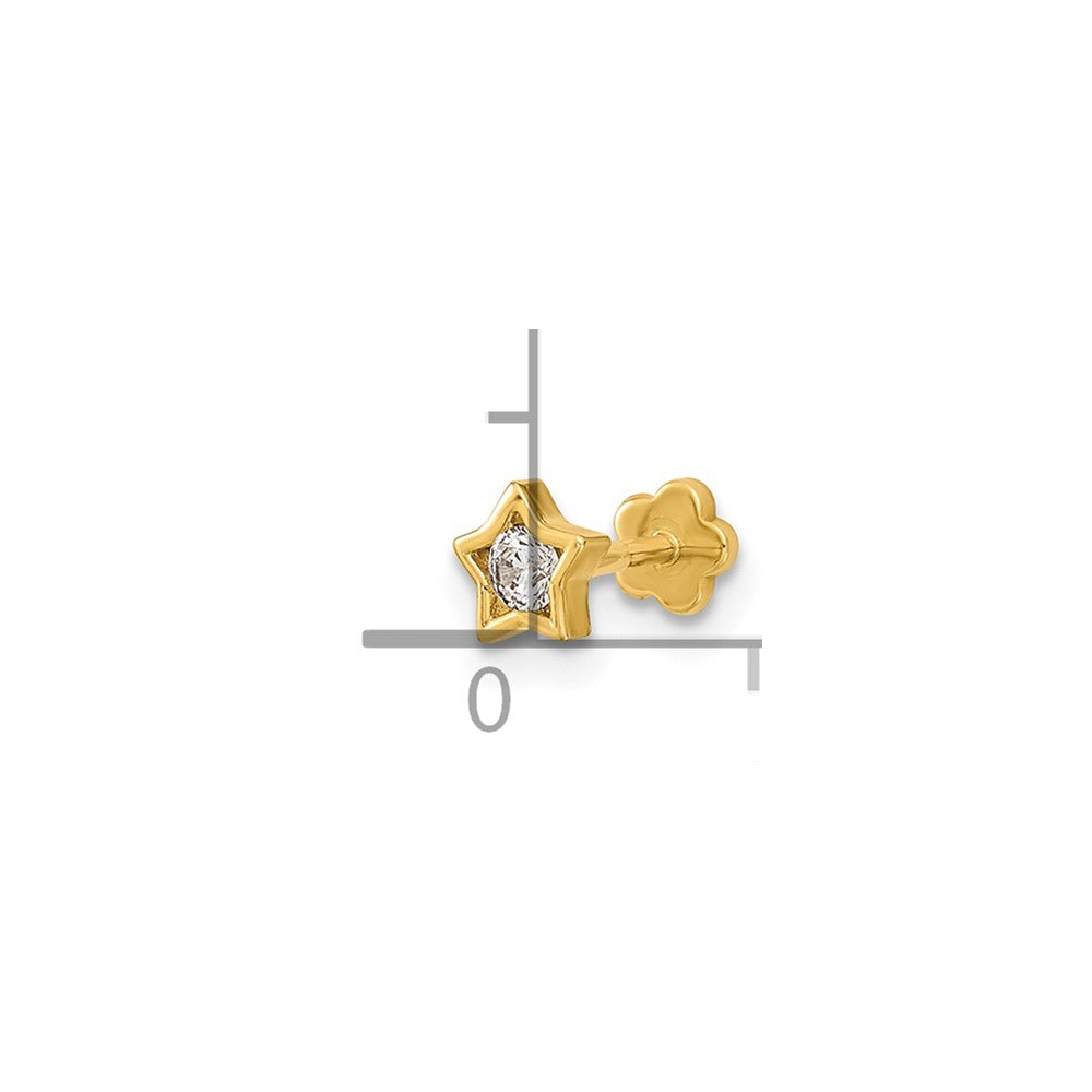 14K Yellow Gold 18 Gauge Star And Cz Cartilage Body Jewelry