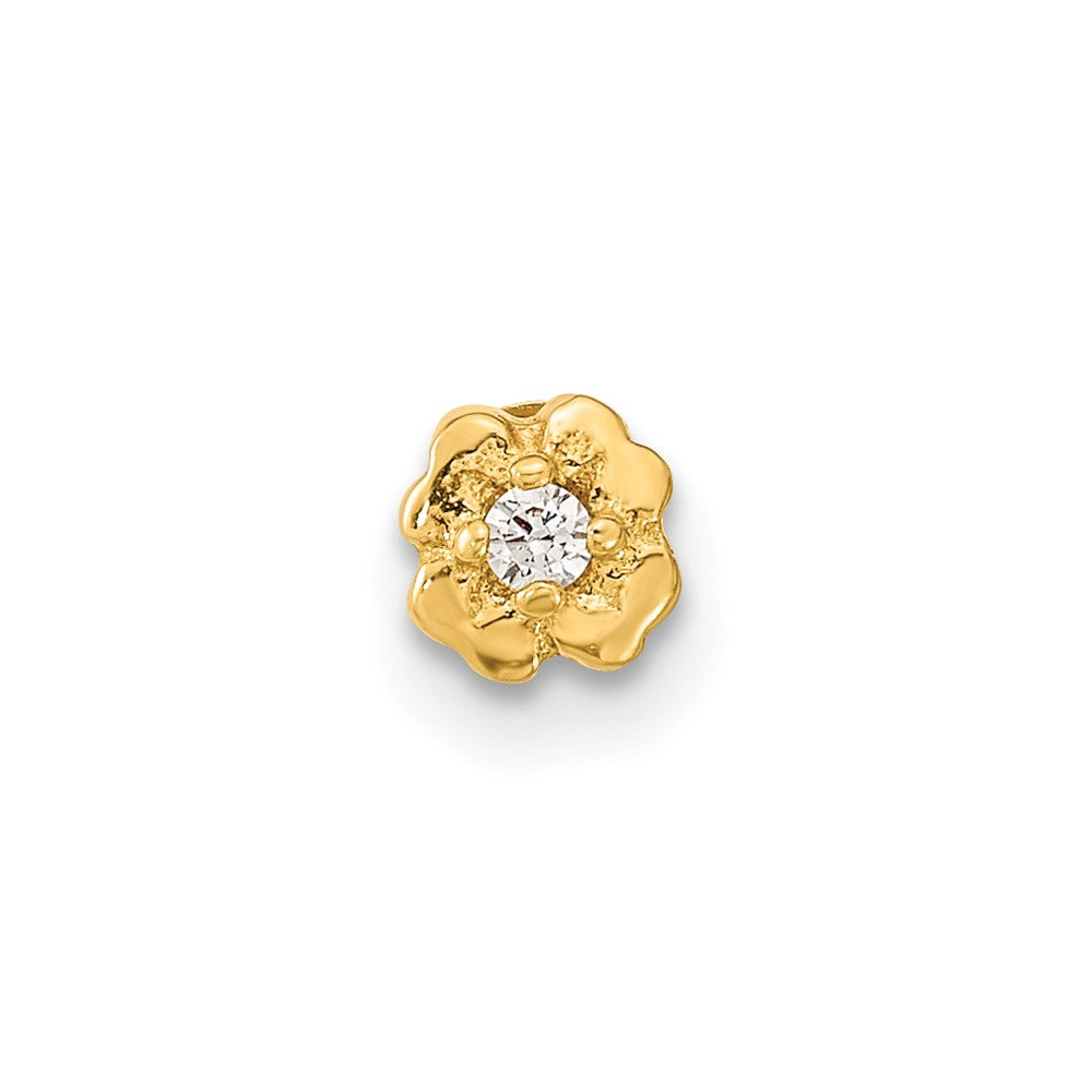 14K Yellow Gold 18 Gauge Flower Cz Cartilage Body Jewelry