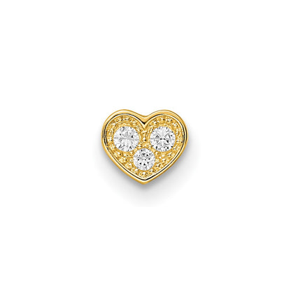 14K Yellow Gold 18 Gauge Cz Heart Labret Stud