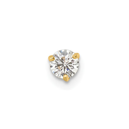 14K Yellow Gold 16 Gauge Round Cz Labret Stud