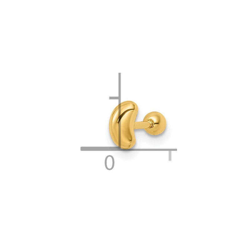 14K Yellow Gold 18 Gauge Crescent Moon Labret Stud