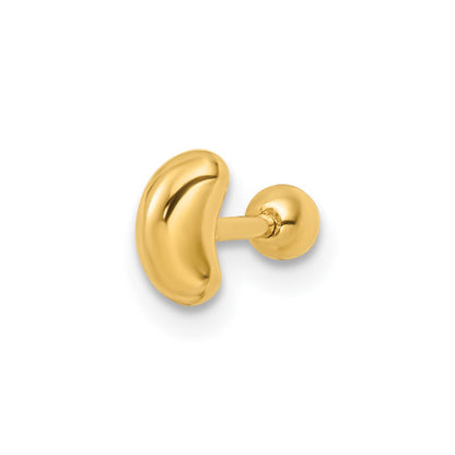 14K Yellow Gold 18 Gauge Crescent Moon Labret Stud