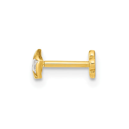 14K Yellow Gold 18 Gauge Cz Star Cartilage Body Jewelry