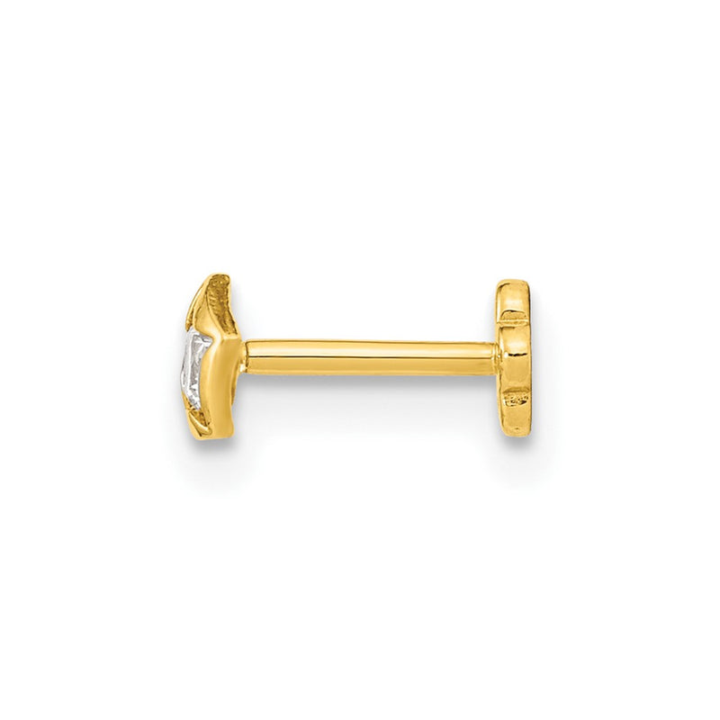14K Yellow Gold 18 Gauge Cz Star Cartilage Body Jewelry