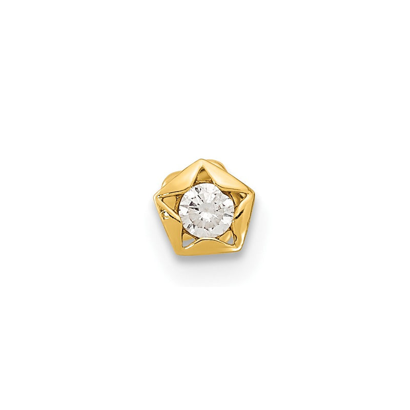 14K Yellow Gold 18 Gauge Cz Star Cartilage Body Jewelry