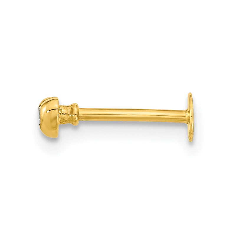 14K Yellow Gold 18 Gauge Cz Heart Labret/Face Body Jewelry