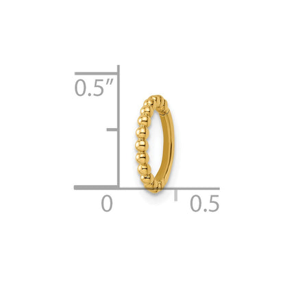 14K Yellow Gold 14 Gauge Beaded Cartilage Ring