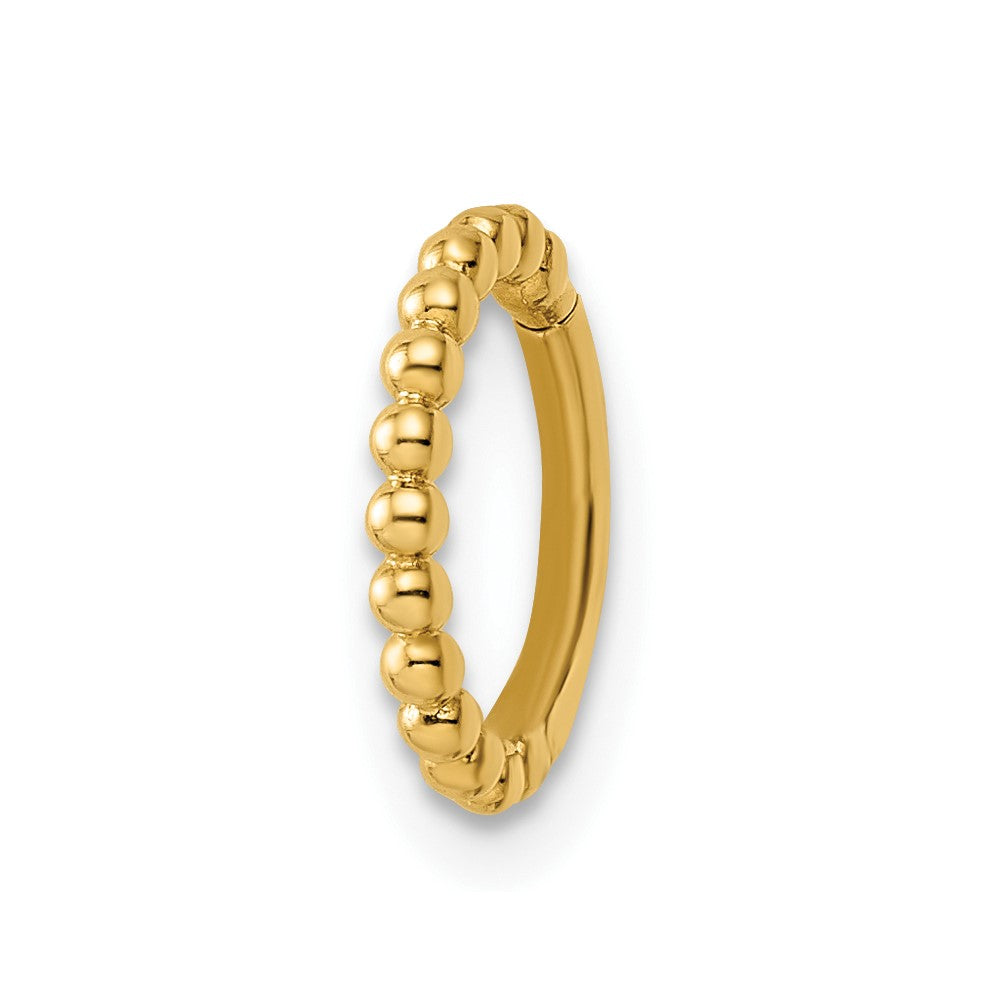 14K Yellow Gold 14 Gauge Beaded Cartilage Ring