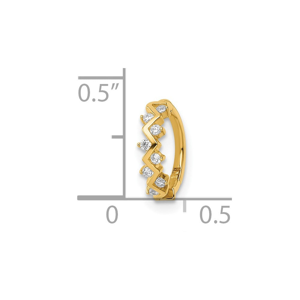 14K Yellow Gold 16 Gauge Cz Cartilage Ring