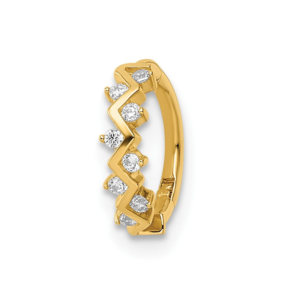 14K Yellow Gold 16 Gauge Cz Cartilage Ring
