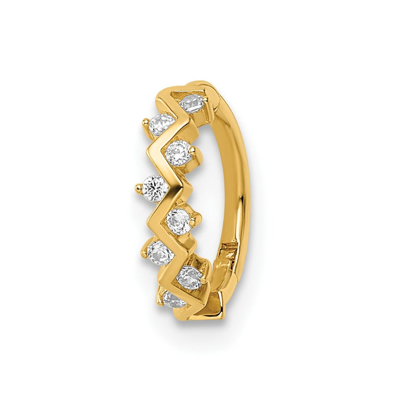 14K Yellow Gold 16 Gauge Cz Cartilage Ring