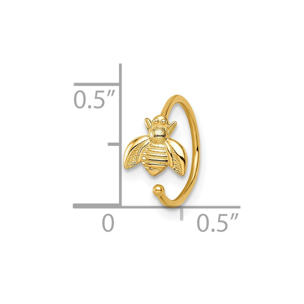 14K Yellow Gold 18 Gauge Bumble Bee Nose Ring / Ear Cuff