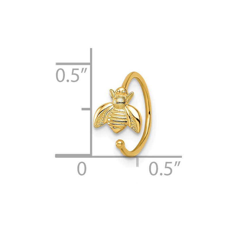 14K Yellow Gold 18 Gauge Bumble Bee Nose Ring / Ear Cuff