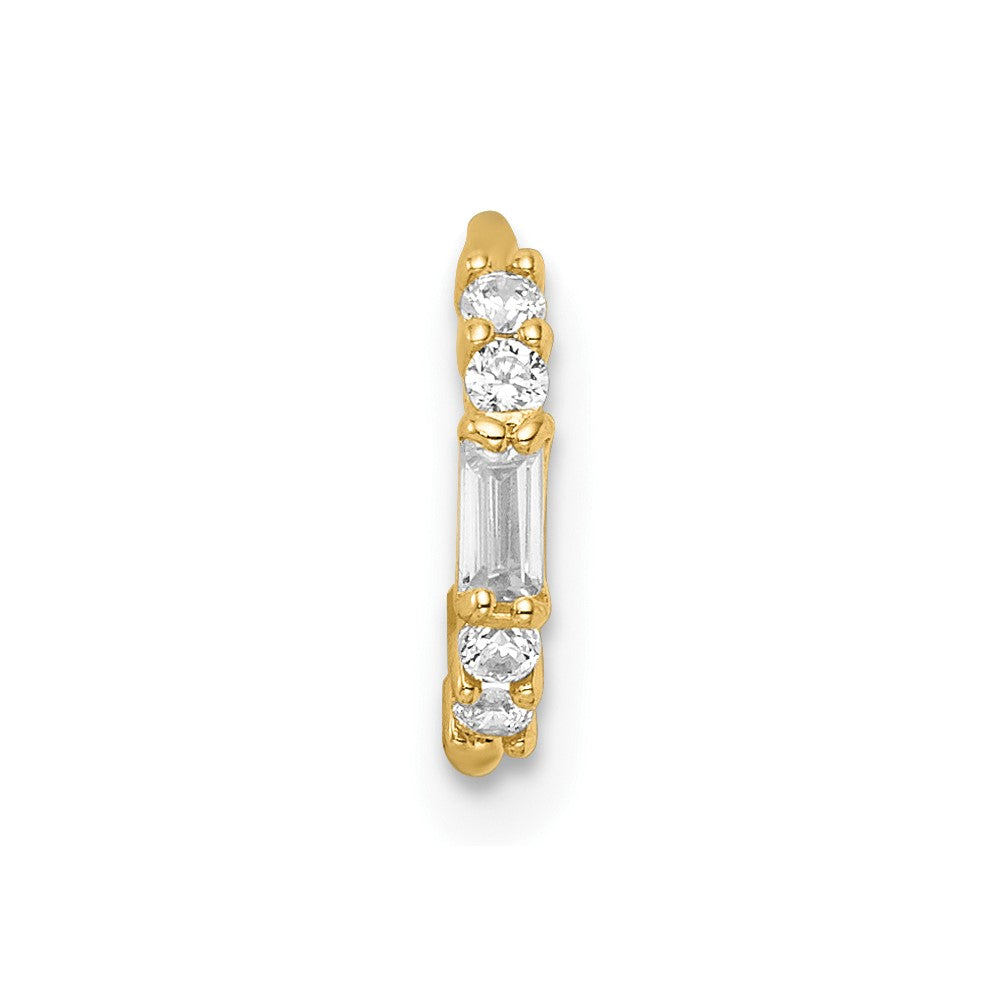 14K Yellow Gold 20 Gauge Cz Nose Ring / Ear Cuff