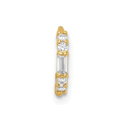 14K Yellow Gold 20 Gauge Cz Nose Ring / Ear Cuff