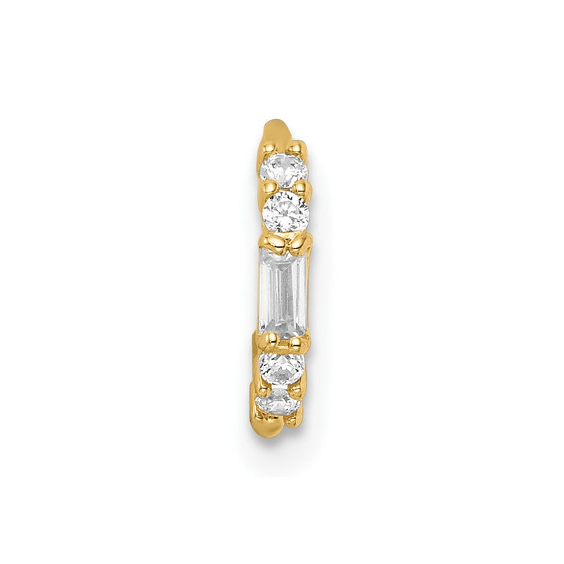 14K Yellow Gold 20 Gauge Cz Nose Ring / Ear Cuff