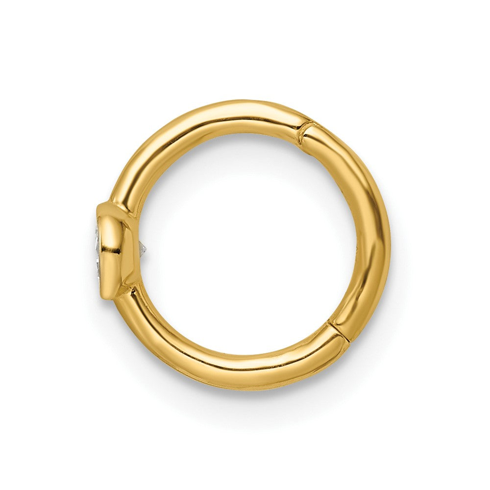 14K Yellow Gold 16 Gauge Polished Cz Cartilage Ring