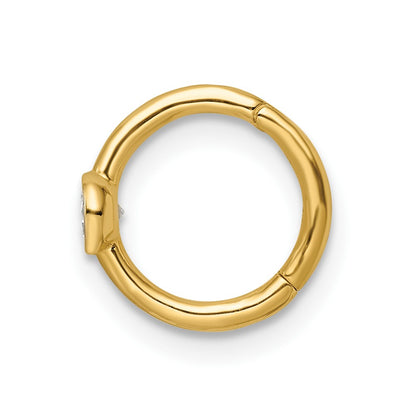 14K Yellow Gold 16 Gauge Polished Cz Cartilage Ring