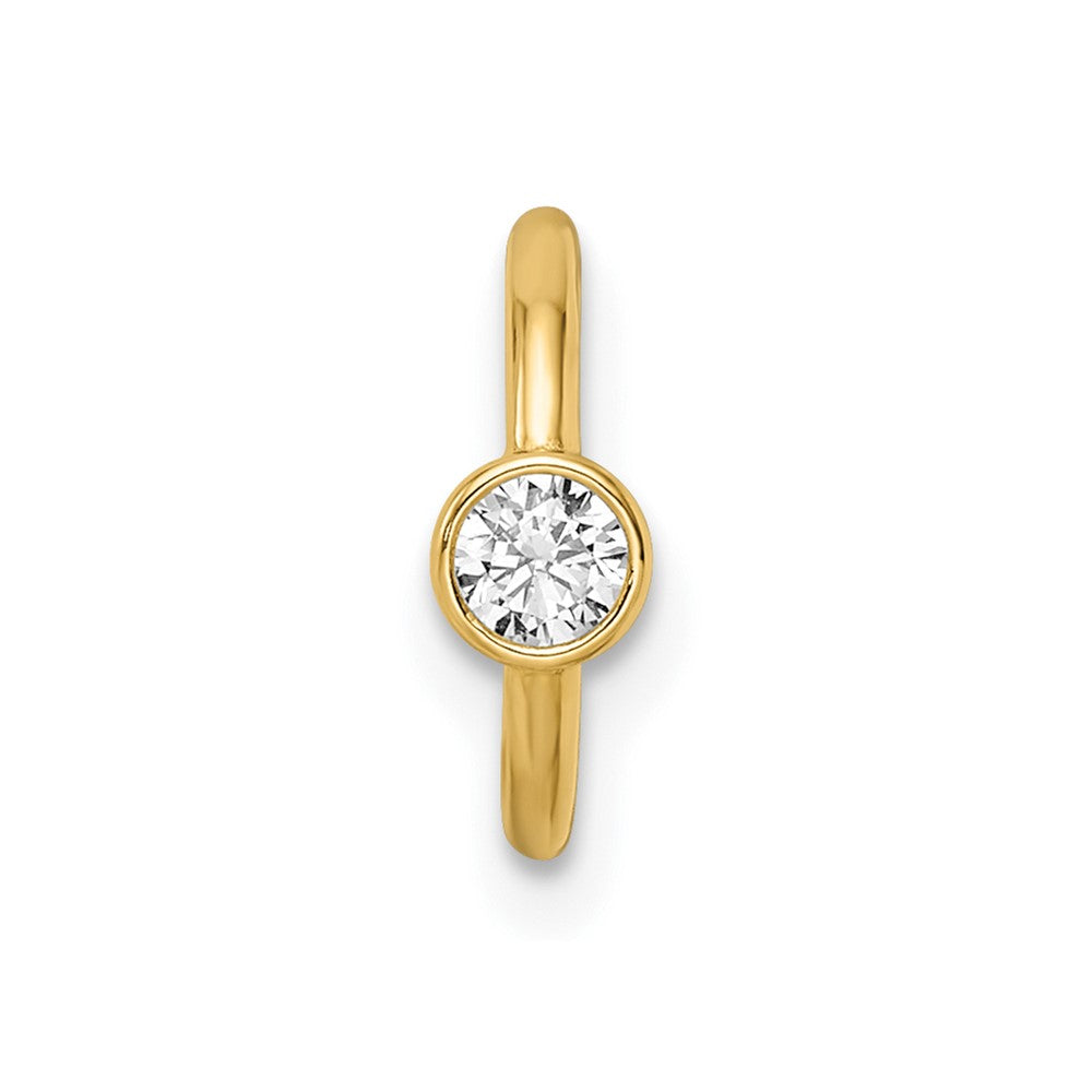 14K Yellow Gold 16 Gauge Polished Cz Cartilage Ring