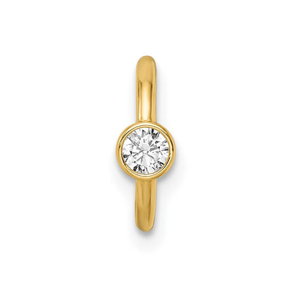 14K Yellow Gold 16 Gauge Polished Cz Cartilage Ring