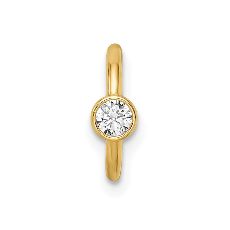 14K Yellow Gold 16 Gauge Polished Cz Cartilage Ring