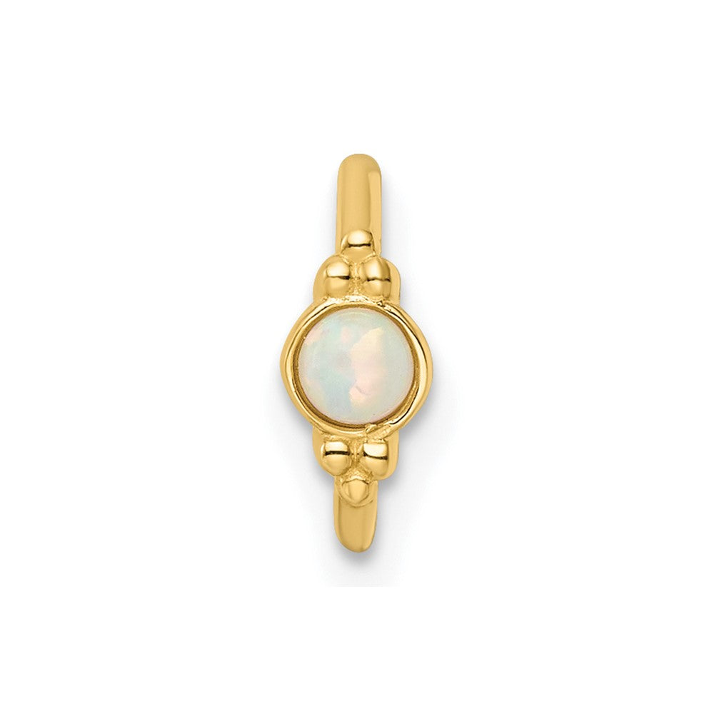 14K Yellow Gold 18 Gauge Created Opal Cartilage Ring