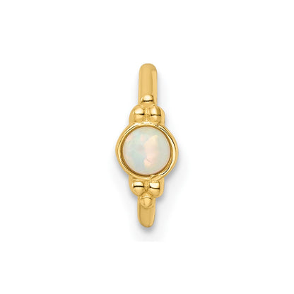 14K Yellow Gold 18 Gauge Created Opal Cartilage Ring
