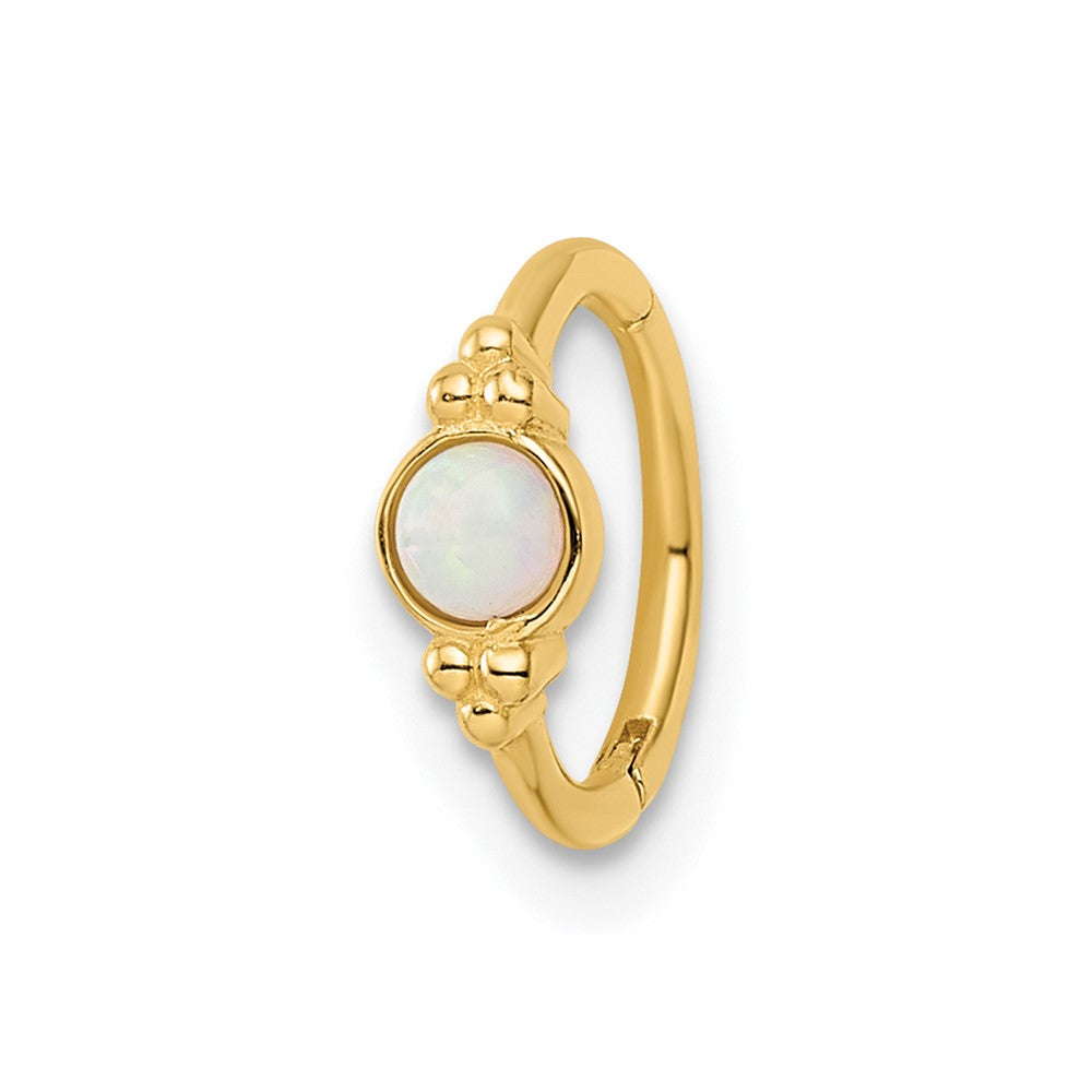 14K Yellow Gold 18 Gauge Created Opal Cartilage Ring