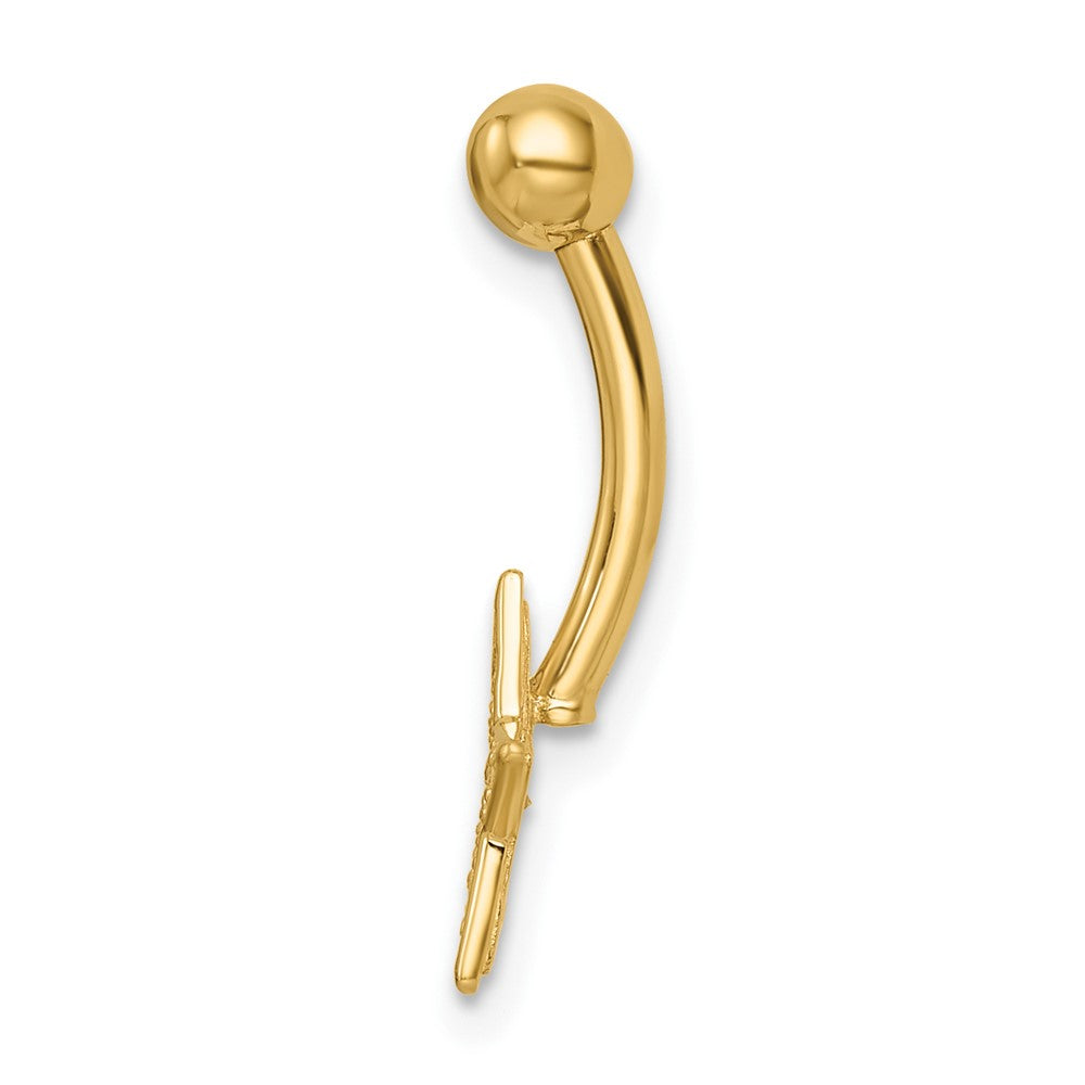 14K Yellow Gold 14 Gauge Polished Cz Star Belly Ring
