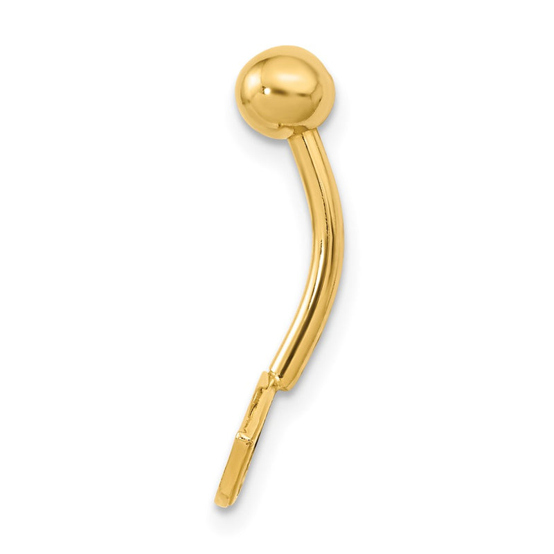 14K Yellow Gold 14 Gauge Eye Cz Belly/Navel Ring Body Jewelry