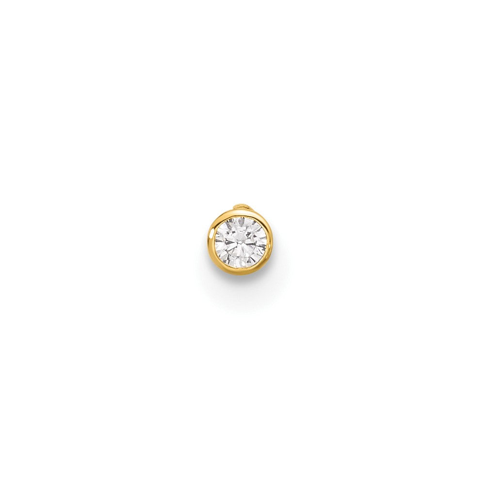 14K Yellow Gold Polished CZ Bezel Nose Stud