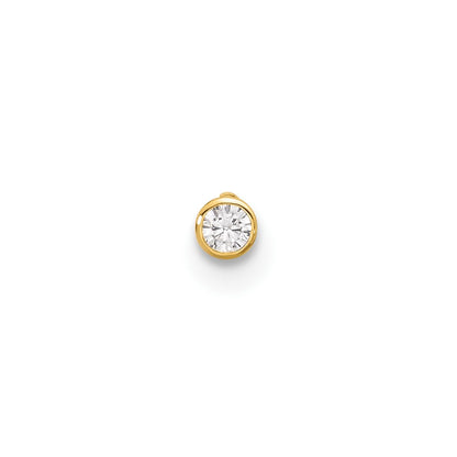 14K Yellow Gold Polished CZ Bezel Nose Stud
