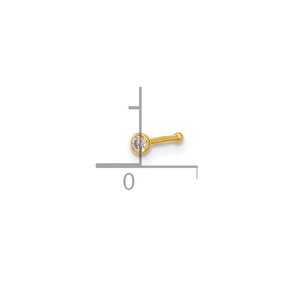 14K Yellow Gold Polished CZ Bezel Nose Stud