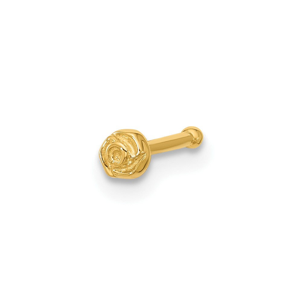 14K Yellow Gold Polished Rose Nose Stud