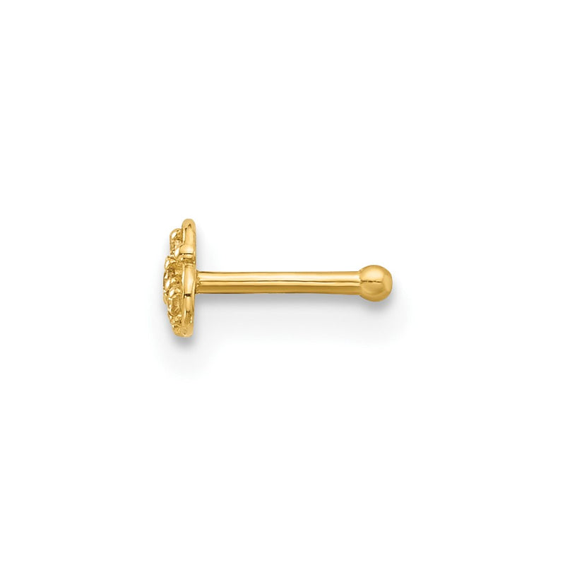 14K Yellow Gold Polished CZ Nose Stud