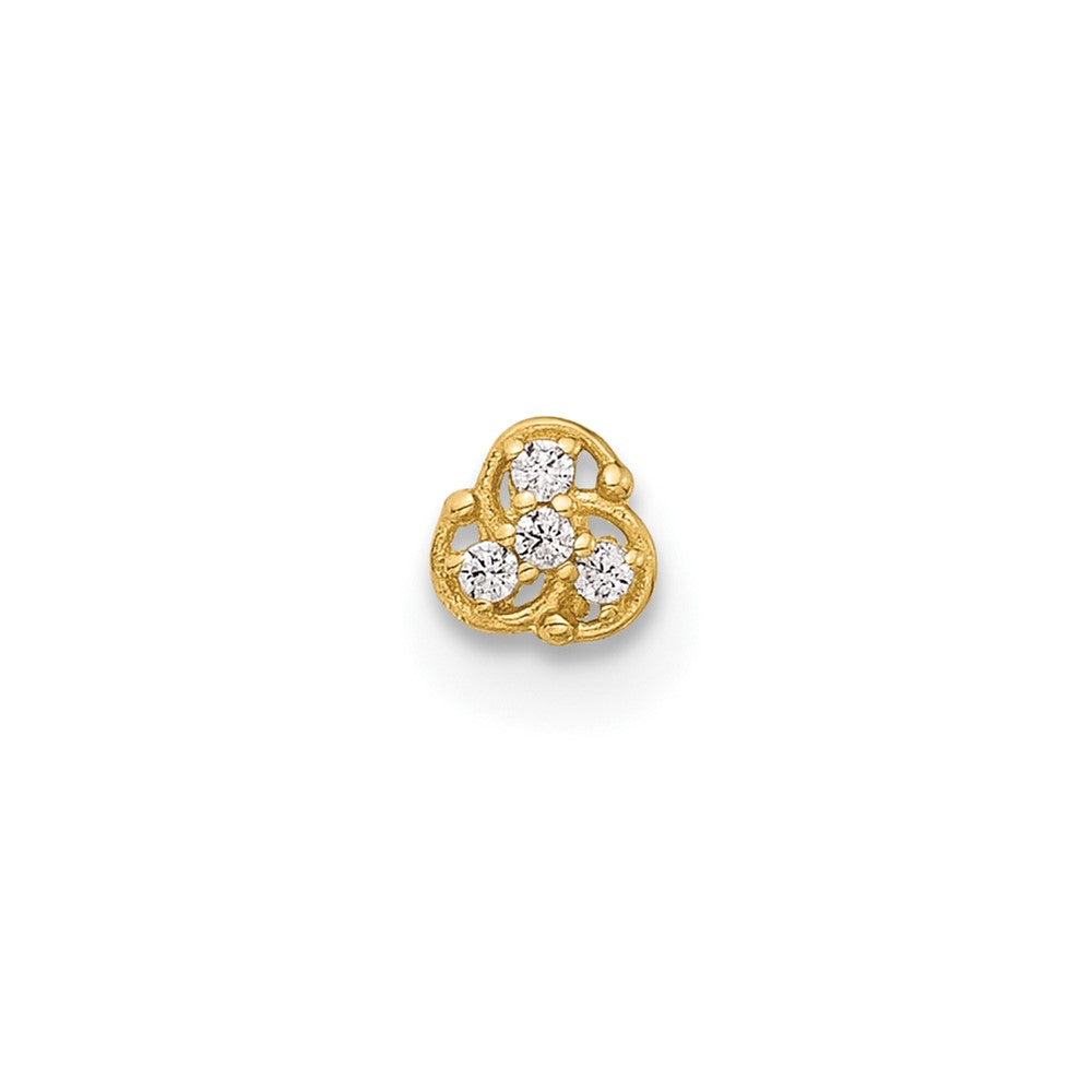 14K Yellow Gold Polished CZ Nose Stud