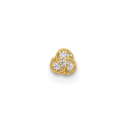 14K Yellow Gold Polished CZ Nose Stud