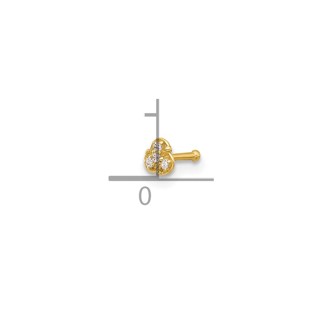 14K Yellow Gold Polished CZ Nose Stud