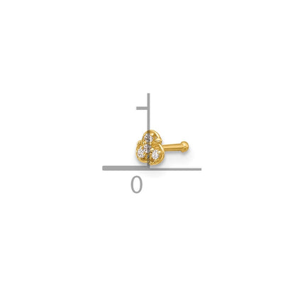 14K Yellow Gold Polished CZ Nose Stud
