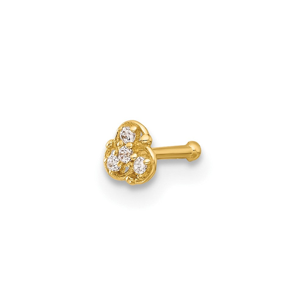 14K Yellow Gold Polished CZ Nose Stud